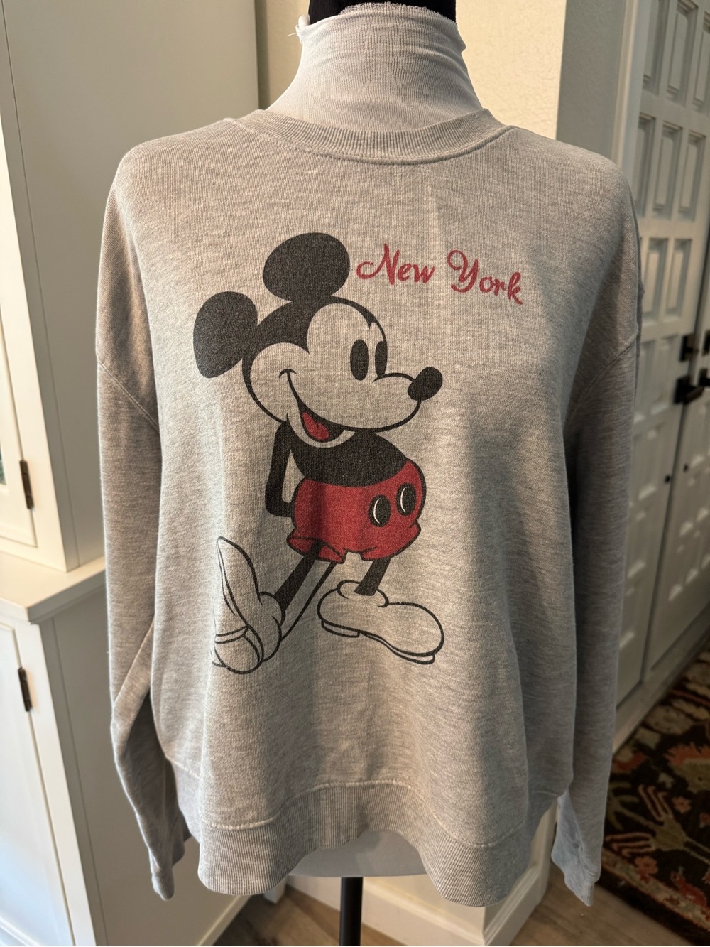 Madewell Gray Mickey Mouse New York Crewneck Sweatshirt